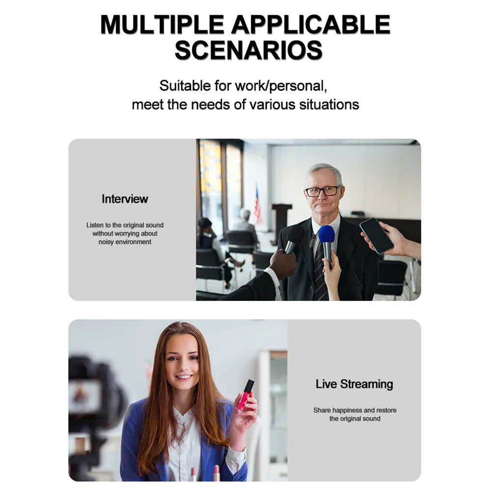 Wireless Microphone Lavalier Microphone Live Broadcast Game Mic Noise Cancelling Audio Video Recording Mini for Phone Android