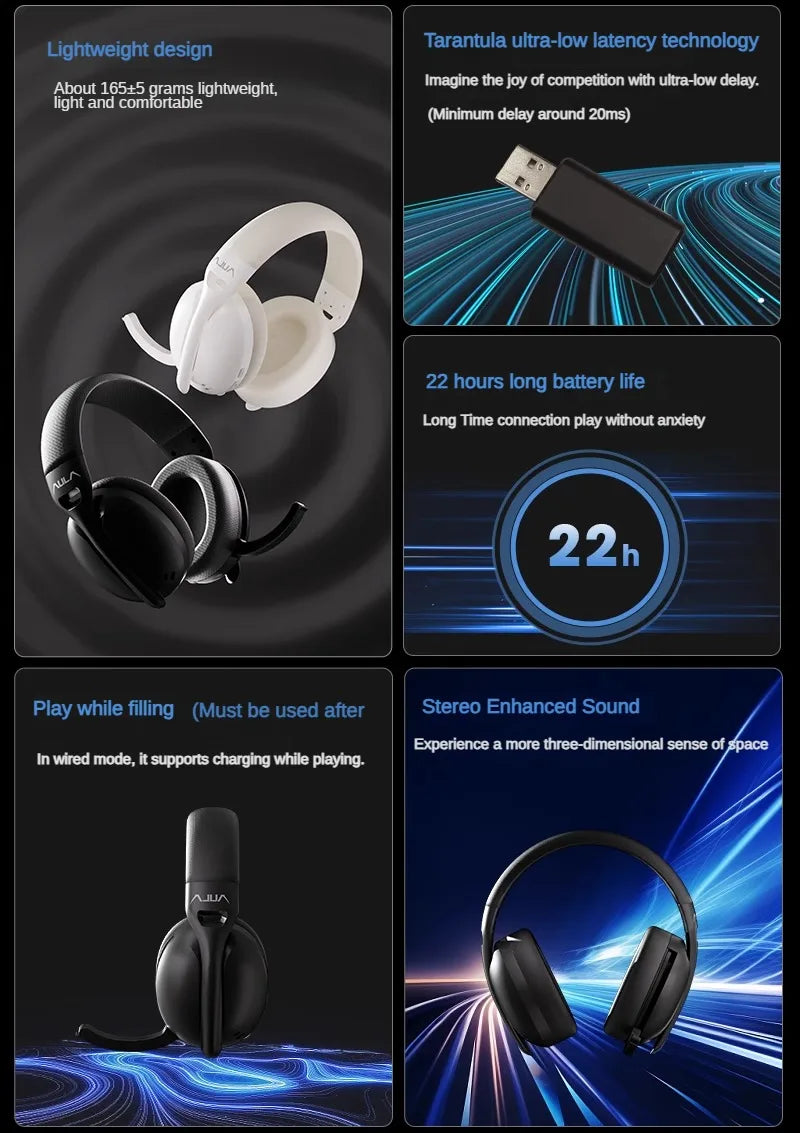 AULA S6 Gaming Headphone Wireless Bluetooth Wired Head-mounted Headsets with Mic Custom Lightweight Desktop Laptop Computer