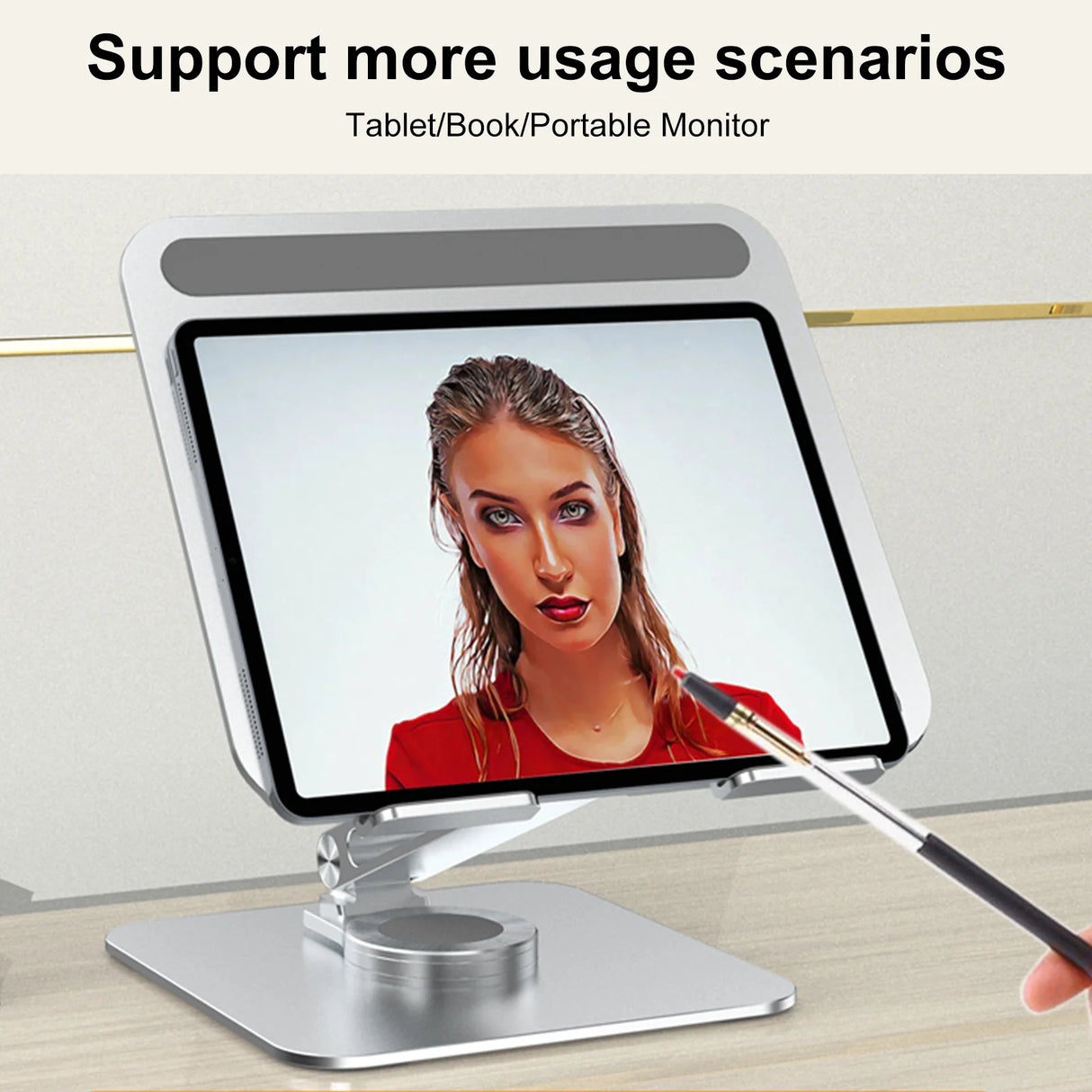 Premium Aluminum Laptop Stand: 360° Adjustable Rotation & Anti-Slip Silicone Base for Ergonomic Workspace Stability ﻿
