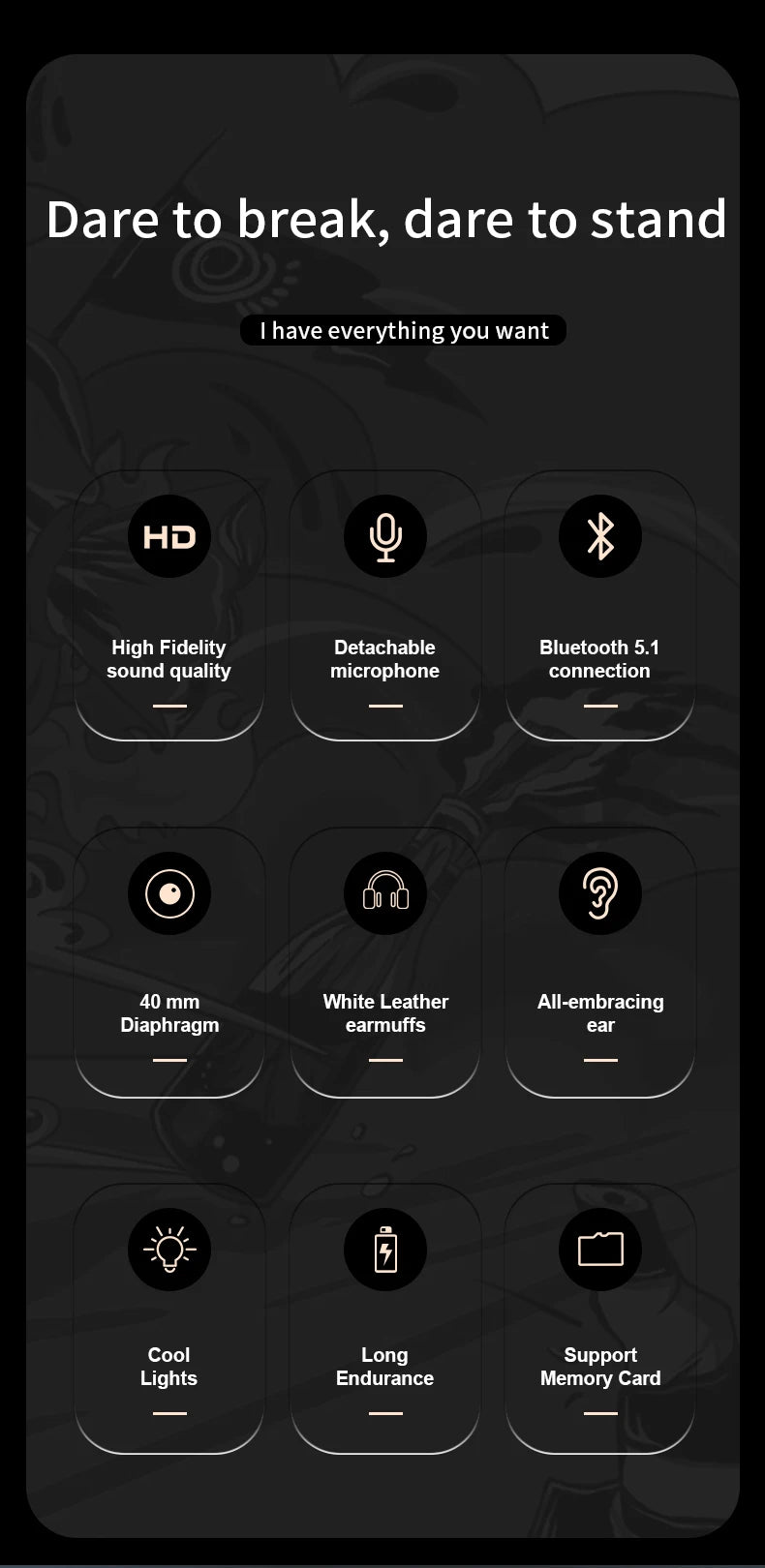 POLVCDG Bluetooth Headphone Gaming Headphone Noise cancelling headphone with microphone for mobile phone PC Android, IOS