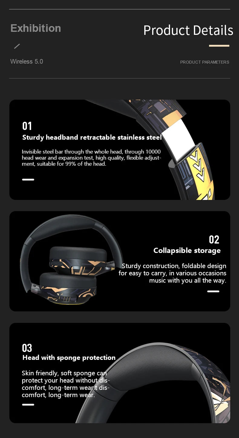 POLVCDG Bluetooth Headphone Gaming Headphone Noise cancelling headphone with microphone for mobile phone PC Android, IOS
