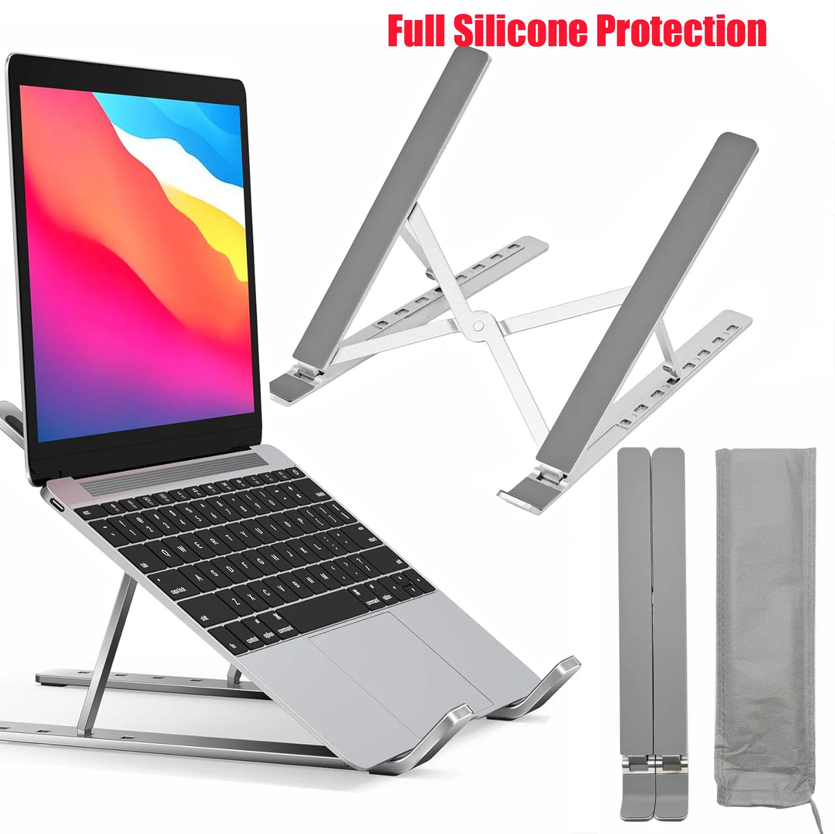 Aluminum Laptop Stand Holder Riser Computer Tablet Stand Desktop Holder Compatible with 10-15.6” MacBook,iPad, HP, Dell, Lenovo