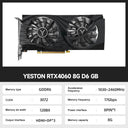 Yeston RTX 4060 RTX 4060 TI 8G Gaming Graphics Card 8G GDDR6 128-bit PCI-E 4.0 HDMI 8Pin Desktop Video Card placa de video