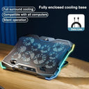D11 Gaming Laptop Cooler 10 Fans Foldable Adjustable Notebook Stand Heat Dissipation Holder for 12-18'' Cooling Pad W/ RGB Light