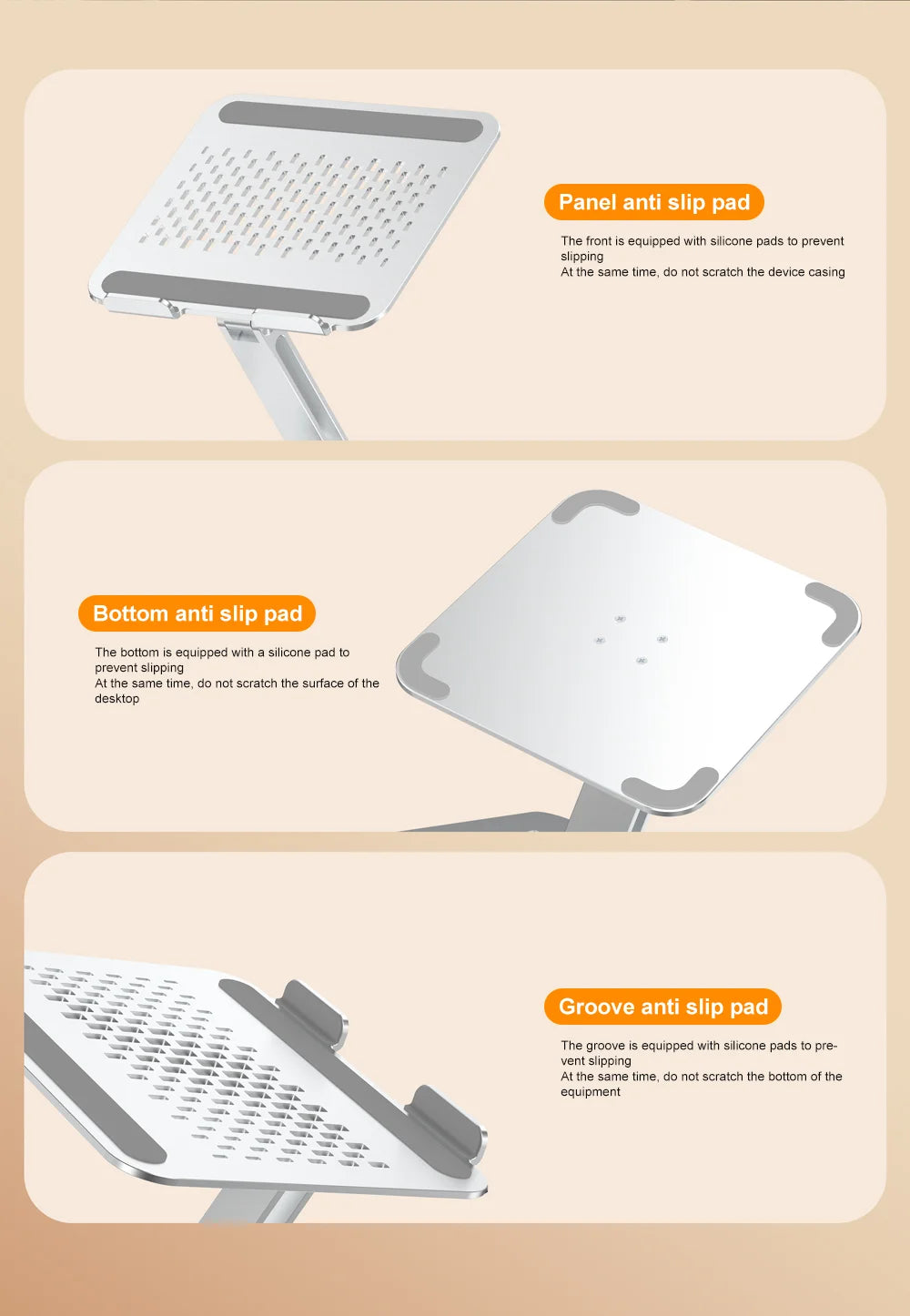 Premium Aluminum Laptop Stand: 360° Adjustable Rotation & Anti-Slip Silicone Base for Ergonomic Workspace Stability ﻿