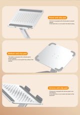 Premium Aluminum Laptop Stand: 360° Adjustable Rotation & Anti-Slip Silicone Base for Ergonomic Workspace Stability ﻿
