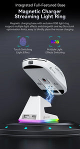 Attack Shark X6 PAW3395 Bluetooth Gaming Mouse , Tri-Mode Connection, RGB Touch Magnetic Charging Base, Macro Gaming Mouse