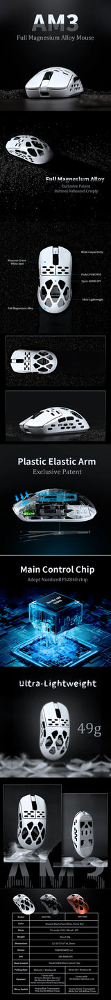 AJAZZ AM3 Pro Max Triple Mode Wireless Gaming Mouse Paw3950 Apex Sensor Magnesium Lightweight Custom Edition Gaming Mouse