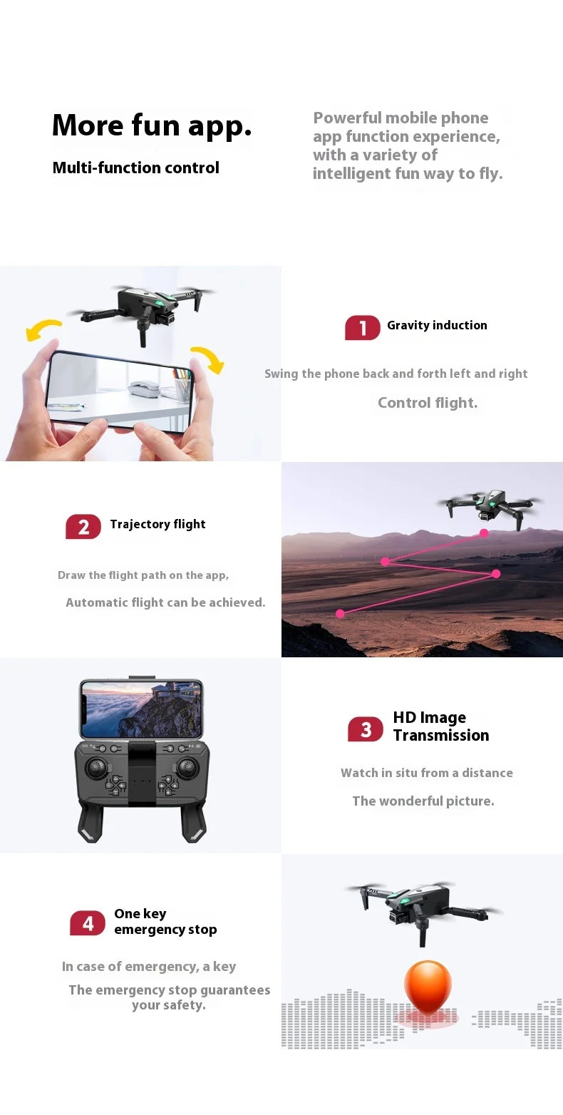 Mini Drone High Definition Aerial Photography  Vehicle Quad Axis Obstacle Avoidance Remote Control Airplane Children Toy