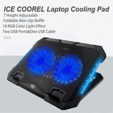 Laptop Cooling Pad,12"-17"Laptop Cooler,Gaming Laptop Cooling Stand, Wind Speed Adjustable, 2 USB Powered Laptop Fan Cooling Pad