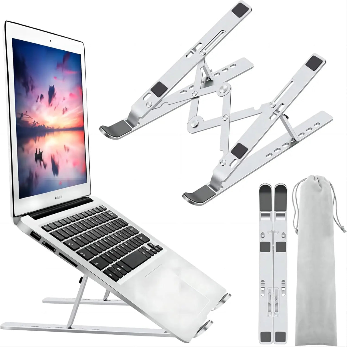 Aluminum Laptop Stand Holder Riser Computer Tablet Stand Desktop Holder Compatible with 10-15.6” MacBook,iPad, HP, Dell, Lenovo