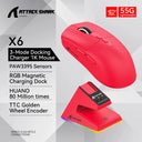 Attack Shark X6 PAW3395 Bluetooth Gaming Mouse , Tri-Mode Connection, RGB Touch Magnetic Charging Base, Macro Gaming Mouse