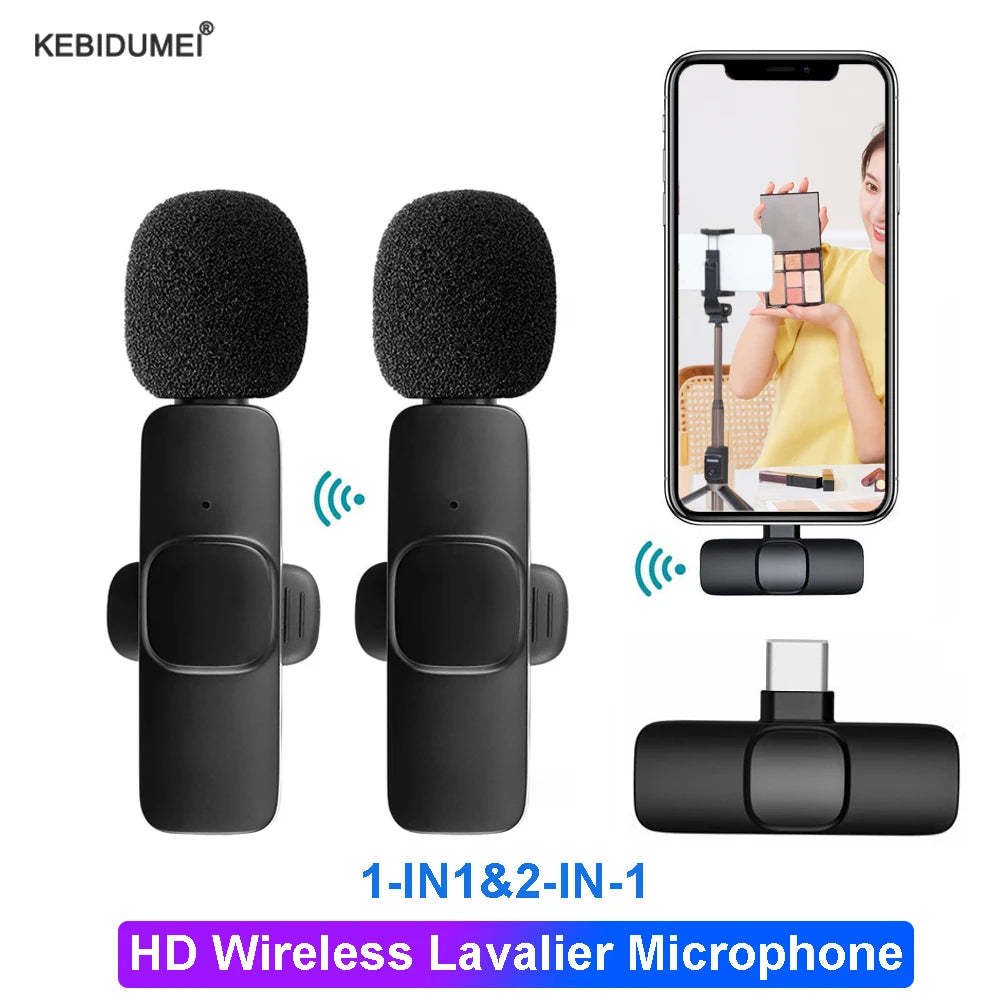 Wireless Microphone Lavalier Microphone Live Broadcast Game Mic Noise Cancelling Audio Video Recording Mini for Phone Android