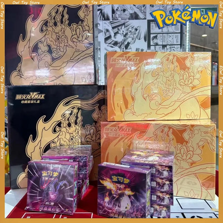 Pokemon Card Simplified Original Chinese Ptcg Charizard Vmax Fight Gift Box Trading Cards Game Children Gifts Xmas Gift