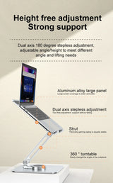 Premium Aluminum Laptop Stand: 360° Adjustable Rotation & Anti-Slip Silicone Base for Ergonomic Workspace Stability ﻿