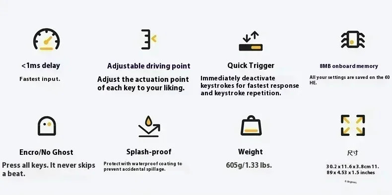 Wooting 60he Magnetic Switch Gaming Keyboards Low Delay Full Dynamic Custom Wired Mechanical Keyboard  PC Esports Accessories