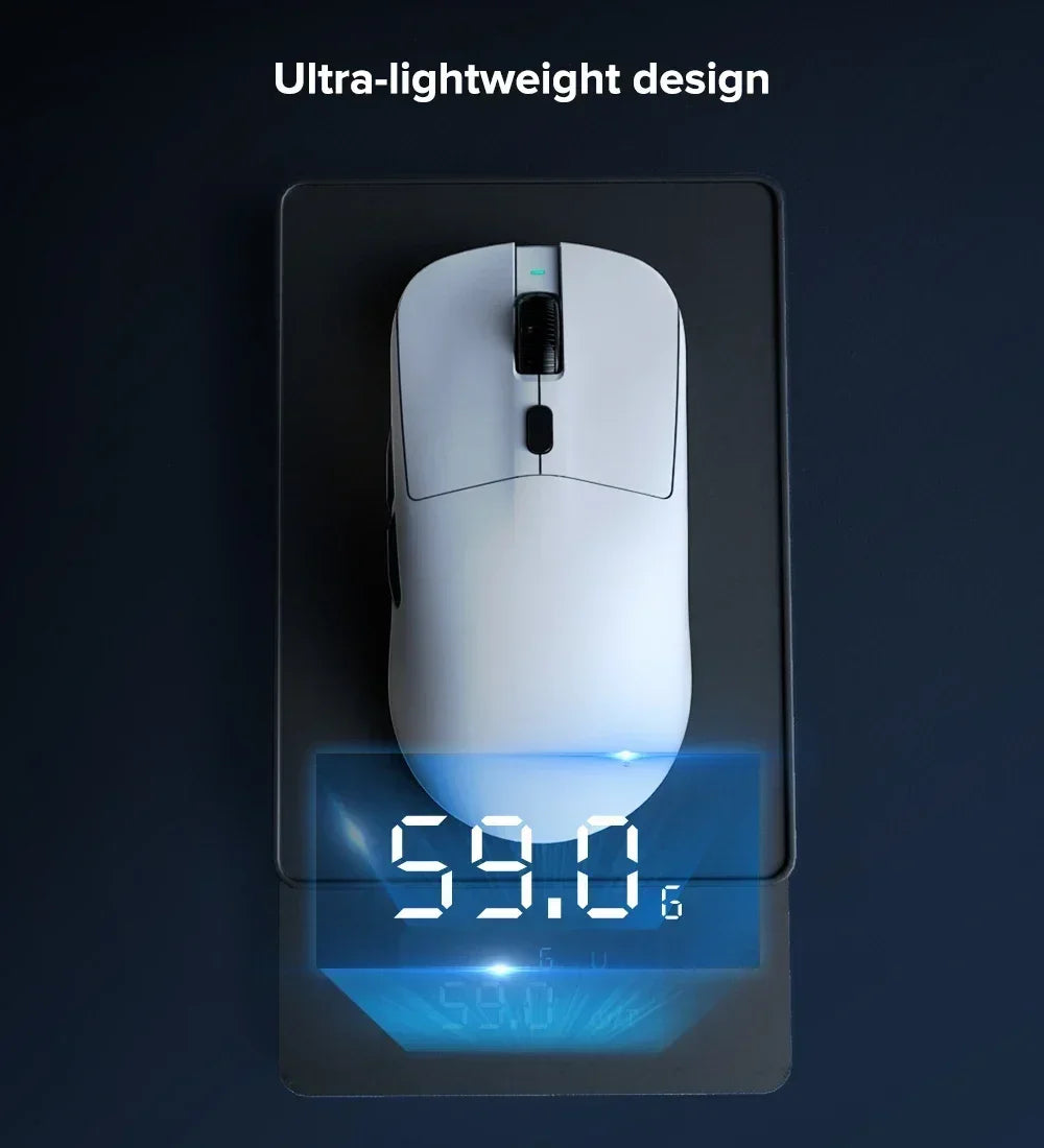 Kysona M617 8khz Wireless Bluetooth Lightweight Gaming Mouse PAW3395 26000DPI Low Latency Rechargeable Wired Gaming Mouse