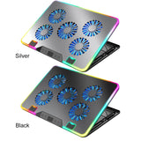 Laptop Cooling Pad with 5 Quiet Fans Laptop Cooling Stand Height Adjustable RGB for 11-17.3in Computer PC Notebook Gaming Laptop