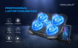 COOLCOOLD Laptop Cooling pad for 12-17 Inch Laptop Cooler Stand, 5 quiet fans, 5 Angle Adjustable with phone holder
