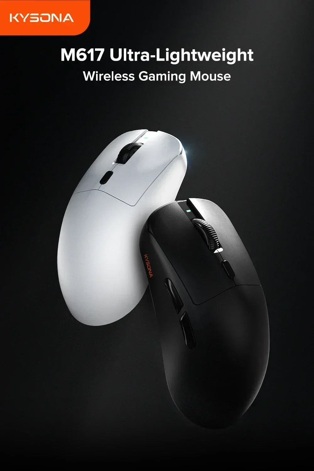 Kysona M617 8khz Wireless Bluetooth Lightweight Gaming Mouse PAW3395 26000DPI Low Latency Rechargeable Wired Gaming Mouse