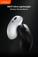 Kysona M617 8khz Wireless Bluetooth Lightweight Gaming Mouse PAW3395 26000DPI Low Latency Rechargeable Wired Gaming Mouse