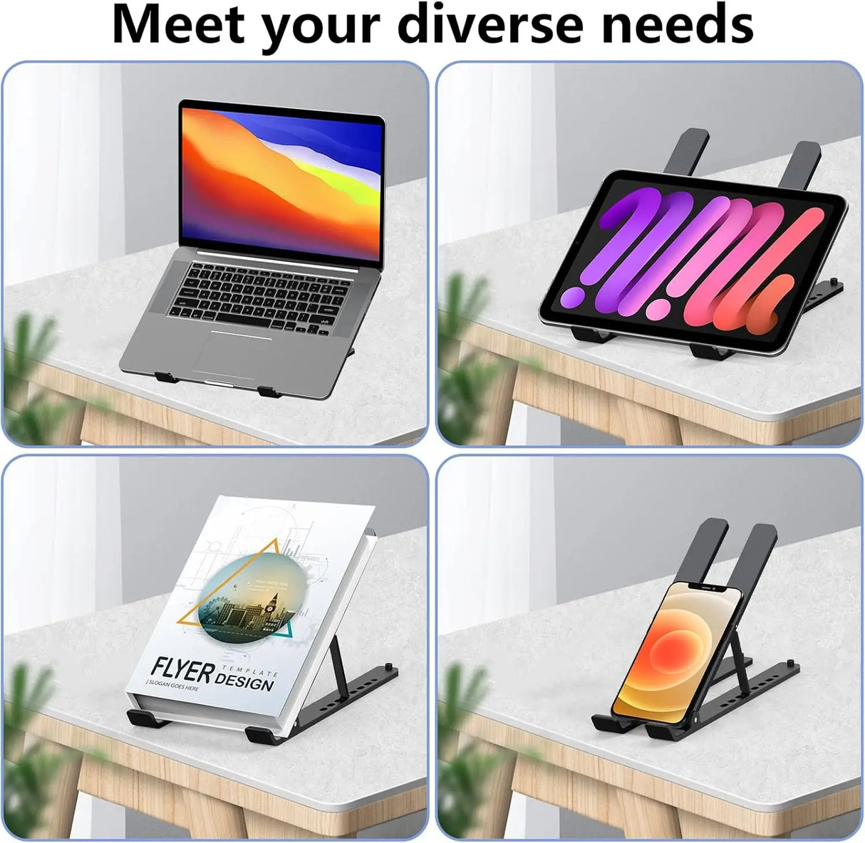 Aluminum Laptop Stand Holder Riser Computer Tablet Stand Desktop Holder Compatible with 10-15.6” MacBook,iPad, HP, Dell, Lenovo