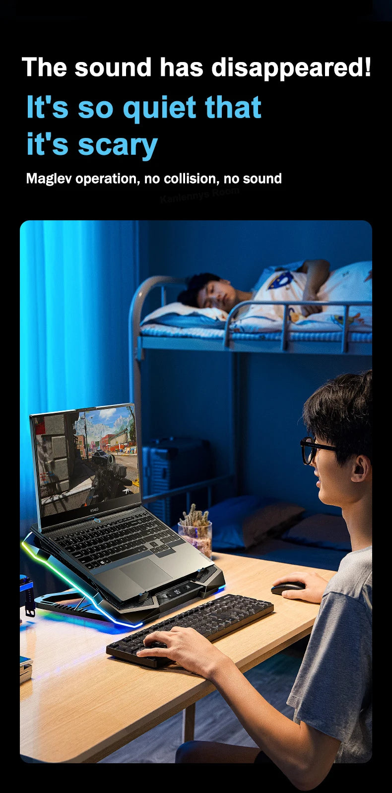 D11 Gaming Laptop Cooler 10 Fans Foldable Adjustable Notebook Stand Heat Dissipation Holder for 12-18'' Cooling Pad W/ RGB Light