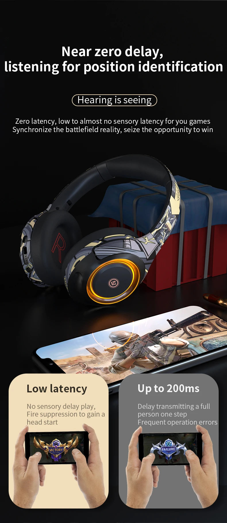 POLVCDG Bluetooth Headphone Gaming Headphone Noise cancelling headphone with microphone for mobile phone PC Android, IOS