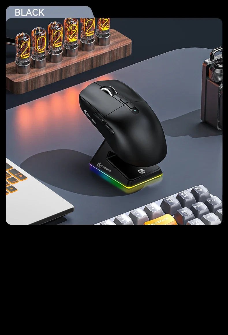 Attack Shark X6 PAW3395 Bluetooth Gaming Mouse , Tri-Mode Connection, RGB Touch Magnetic Charging Base, Macro Gaming Mouse