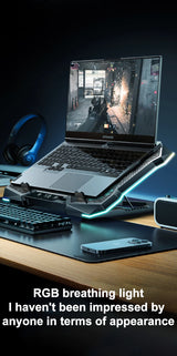 D11 Gaming Laptop Cooler 10 Fans Foldable Adjustable Notebook Stand Heat Dissipation Holder for 12-18'' Cooling Pad W/ RGB Light