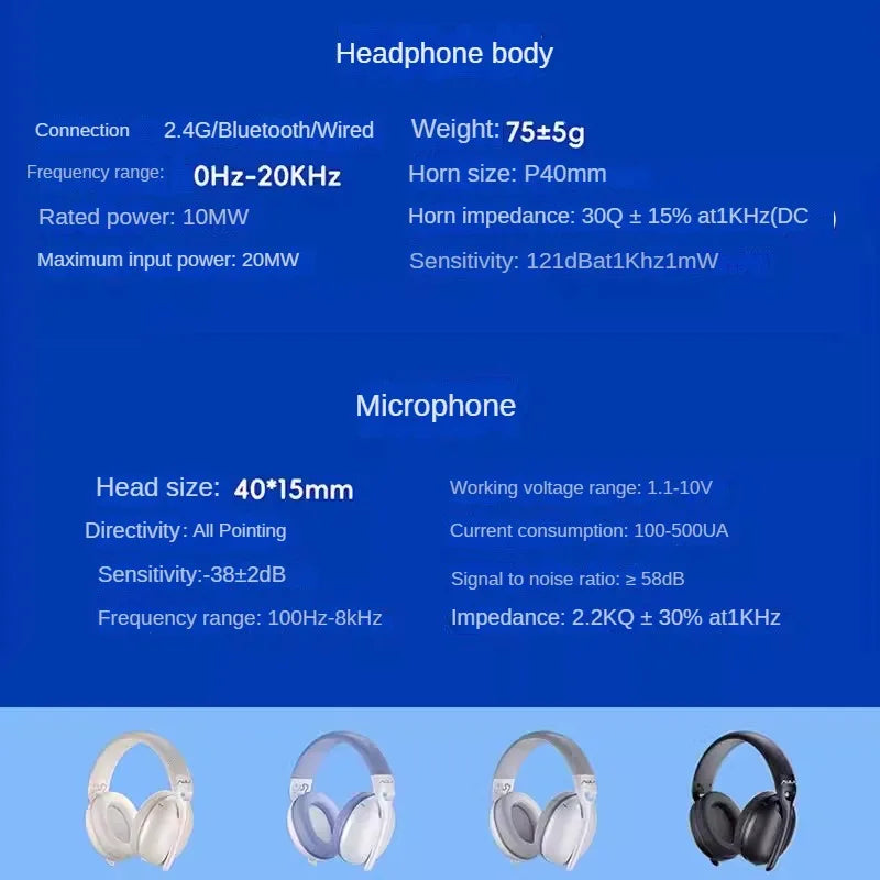 AULA S6 Gaming Headphone Wireless Bluetooth Wired Head-mounted Headsets with Mic Custom Lightweight Desktop Laptop Computer
