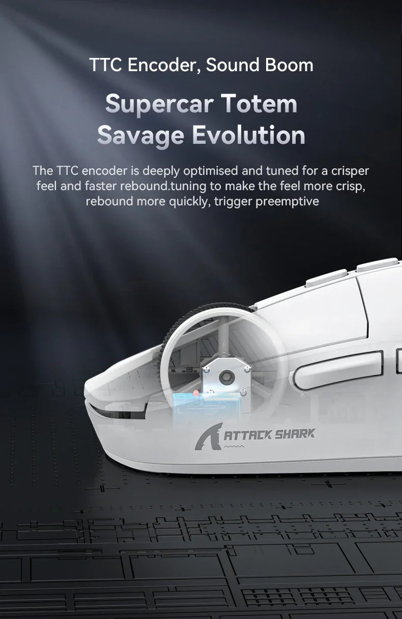 Attack Shark X6 PAW3395 Bluetooth Gaming Mouse , Tri-Mode Connection, RGB Touch Magnetic Charging Base, Macro Gaming Mouse