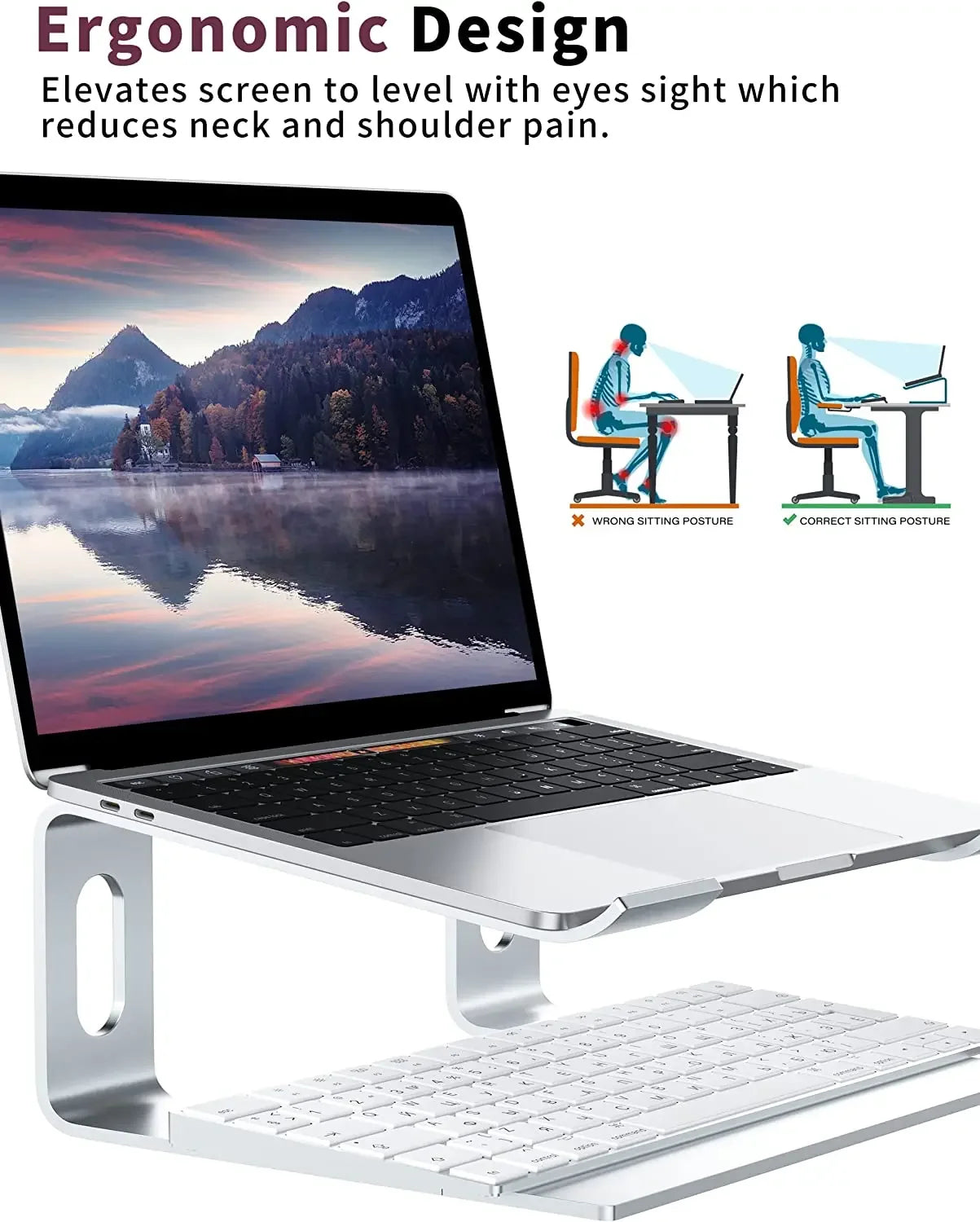Vertical Laptop Stand Aluminum Computer Stand Detachable Laptop Riser Notebook Holder Stand Compatible with MacBook Air Pro