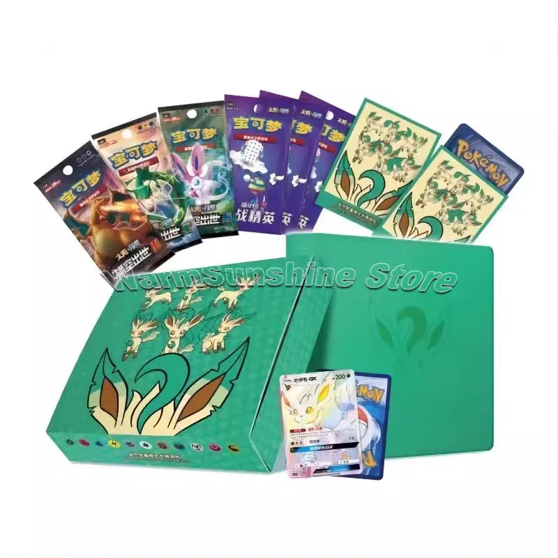 Original Pokemon PTCG Card Chinese Eevee GX Gift Box Cards Sylveon Glaceon Leafeon Umbreon Espeon Genuine Toys Children Gifts