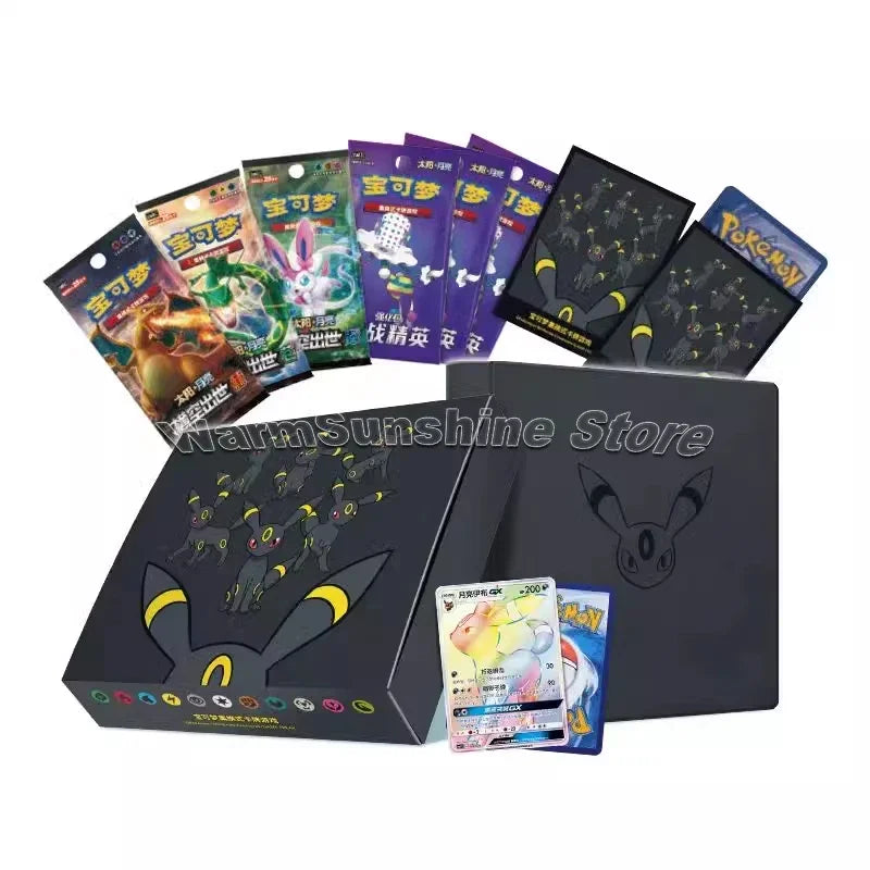 Original Pokemon PTCG Card Chinese Eevee GX Gift Box Cards Sylveon Glaceon Leafeon Umbreon Espeon Genuine Toys Children Gifts