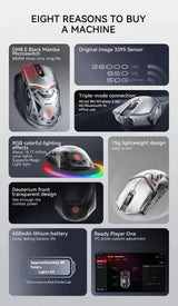 Redmagic gaming Mouse 1S Wired/Wireless/Bluetooth PAW3395 RGB Ergonomics Lightweight Driver Customization Gaming Mouse