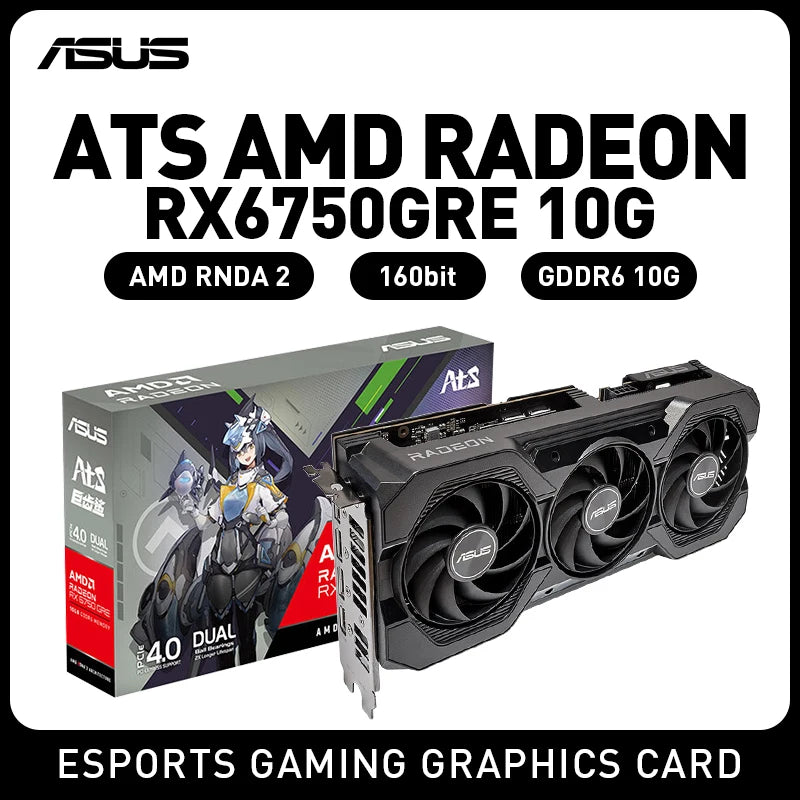 ASUS ATS RX6750GRE V2 10G Graphics Card AMD GPU GDDR6 160Bit Video Memory 2K High Refresh Rate Gaming Video Card placa de vídeo
