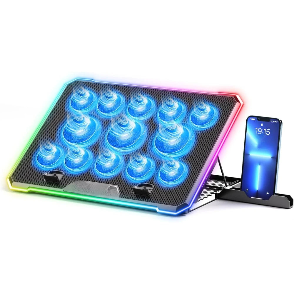 Laptop Cooling Pad Gaming Laptop Cooler, Laptop Fan Cooling Stand, 13 Quiet Cooling Fans for 15.6-17.3-Inch Laptops,