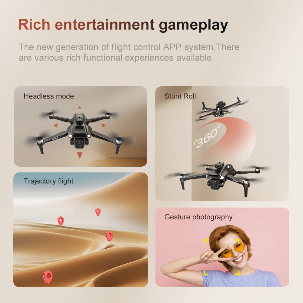 Drone 4K HD Brushless Motor Avoidance Drones with 4.5" Screen On Control Dual Cameras Quadcopter Gifts For Children and Adults