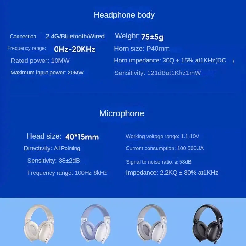 AULA S6 Gaming Headphone Wireless Bluetooth Wired Head-mounted Headsets with Mic Custom Lightweight Desktop Laptop Computer
