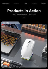 Attack Shark X6 PAW3395 Bluetooth Gaming Mouse , Tri-Mode Connection, RGB Touch Magnetic Charging Base, Macro Gaming Mouse