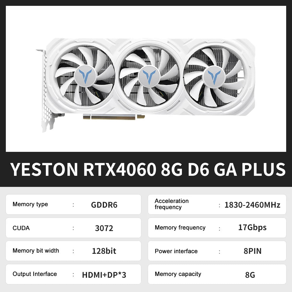 Yeston RTX 4060 RTX 4060 TI 8G Gaming Graphics Card 8G GDDR6 128-bit PCI-E 4.0 HDMI 8Pin Desktop Video Card placa de video
