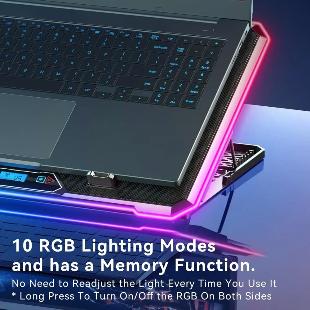 Laptop Cooling Pad Gaming Laptop Cooler, Laptop Fan Cooling Stand, 13 Quiet Cooling Fans for 15.6-17.3-Inch Laptops,