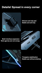 D11 Gaming Laptop Cooler 10 Fans Foldable Adjustable Notebook Stand Heat Dissipation Holder for 12-18'' Cooling Pad W/ RGB Light