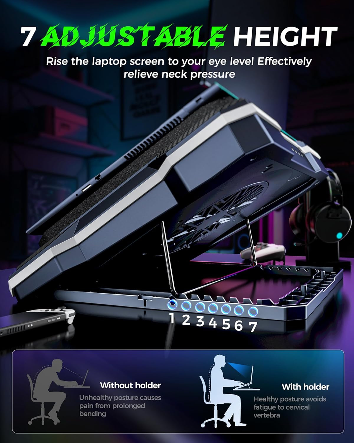 Chillcore RGB Gaming Laptop Cooling Pad with 5.5" Turbo Fan, Rapid Cooling for 1