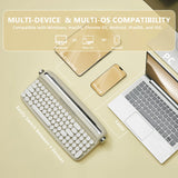 B309 Sand Beige Upgraded Retro Wireless Usb-C/Bluetooth Typewriter Keyboard with Cute round Keycaps&Integrated Stands