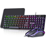 Wired Gaming Keyboard & Mouse Combo, RGB Backlit Mechanical Feel Gaming Keyboard