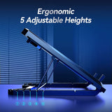 Laptop Cooling Pad with 12 Quiet Fans,12-17.3 Inch Gaming Laptop Cooler Stand with Two USB Ports & Phone Holder