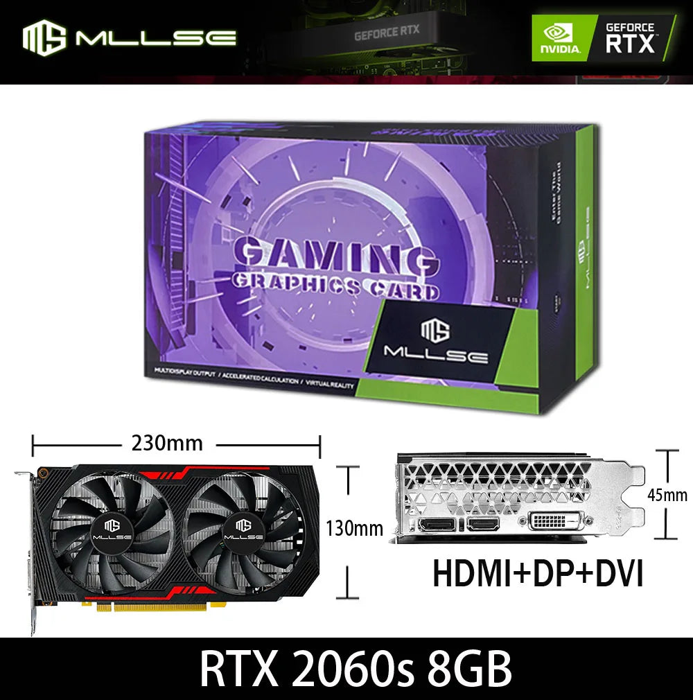 Rtx2060Super 8GB Placa De Video Gaming Graphics Card GDDR6 256Bit 8Pin PCI Express 3.0X16 Rtx2060S 8Gb Game