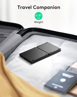 Foldable Bluetooth Keyboard with Touchpad - Portable Wireless Keyboard with Holder, Rechargeable Full Size Ultra Slim Pocket Folding Keyboards for Android Windows Ios Tablet & Laptop - Black